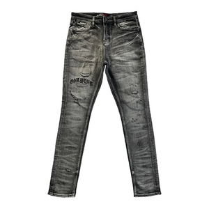 Brooklyn Distressed Embroidered Denim
