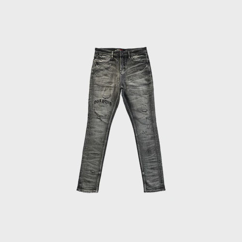 Brooklyn Distressed Embroidered Denim