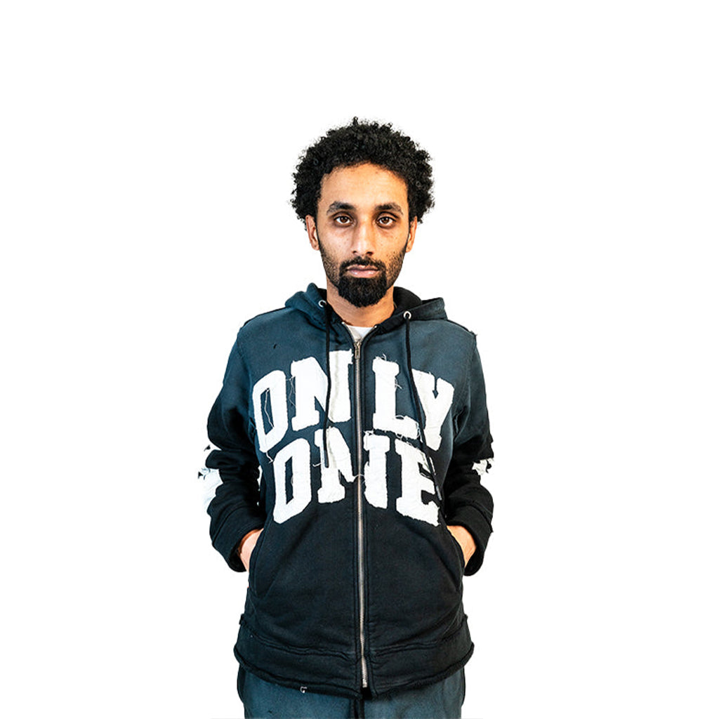 Collection of Only One Cut and Sewn Distressed Zip-Up Hoodie in a gallery layout