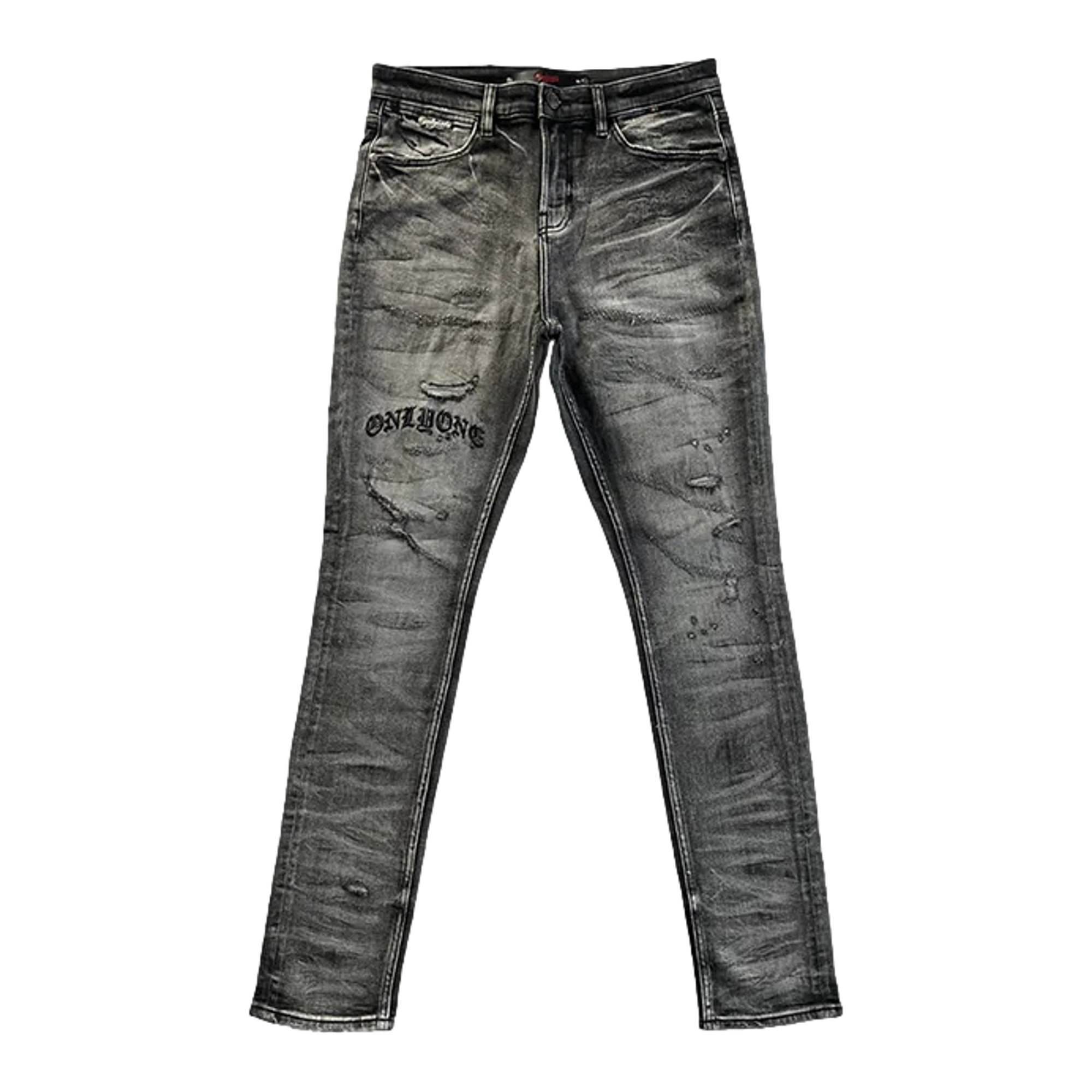 Brooklyn Distressed Embroidered Denim