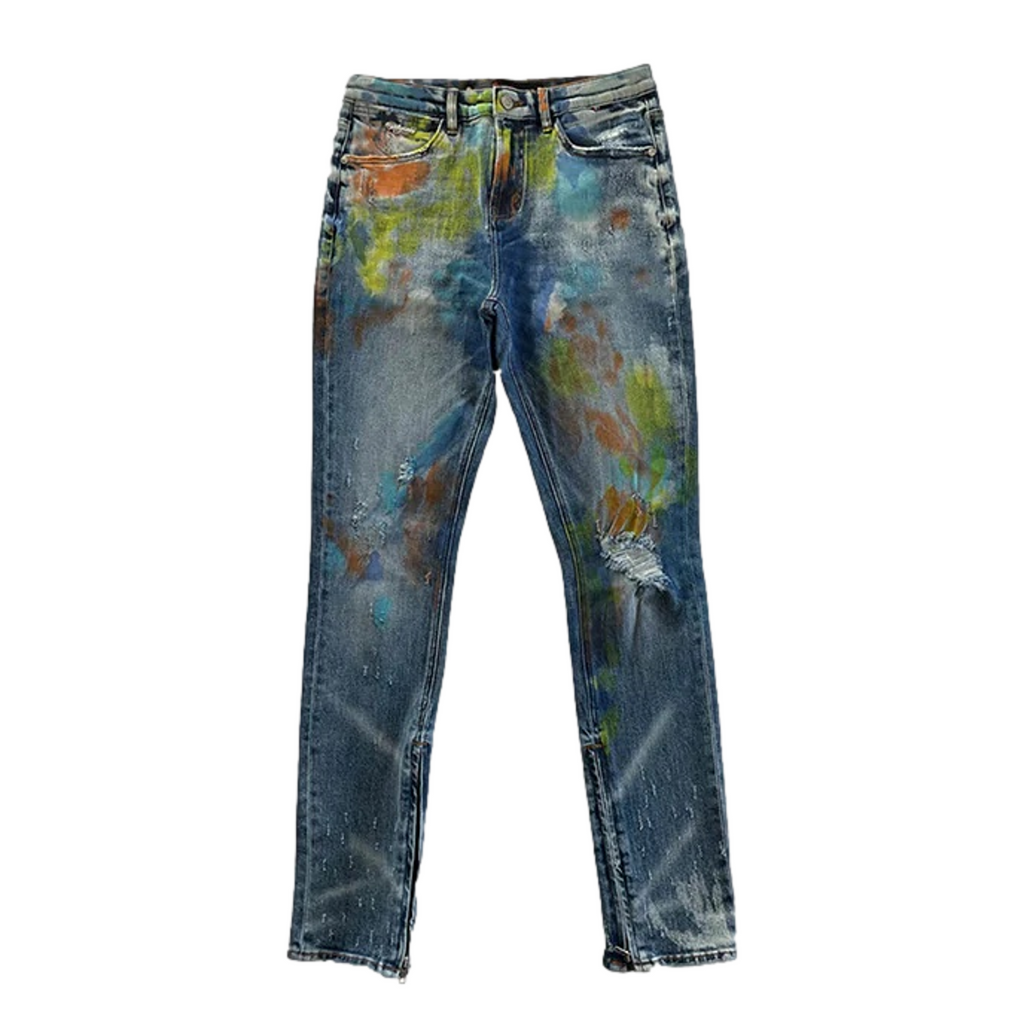 Long Island Zip Flair Splatter Denim