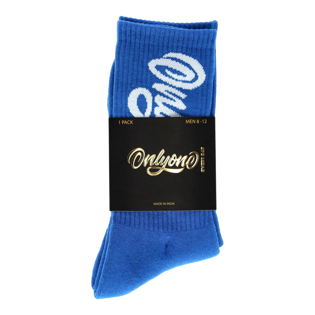 Script Crew Socks Blue