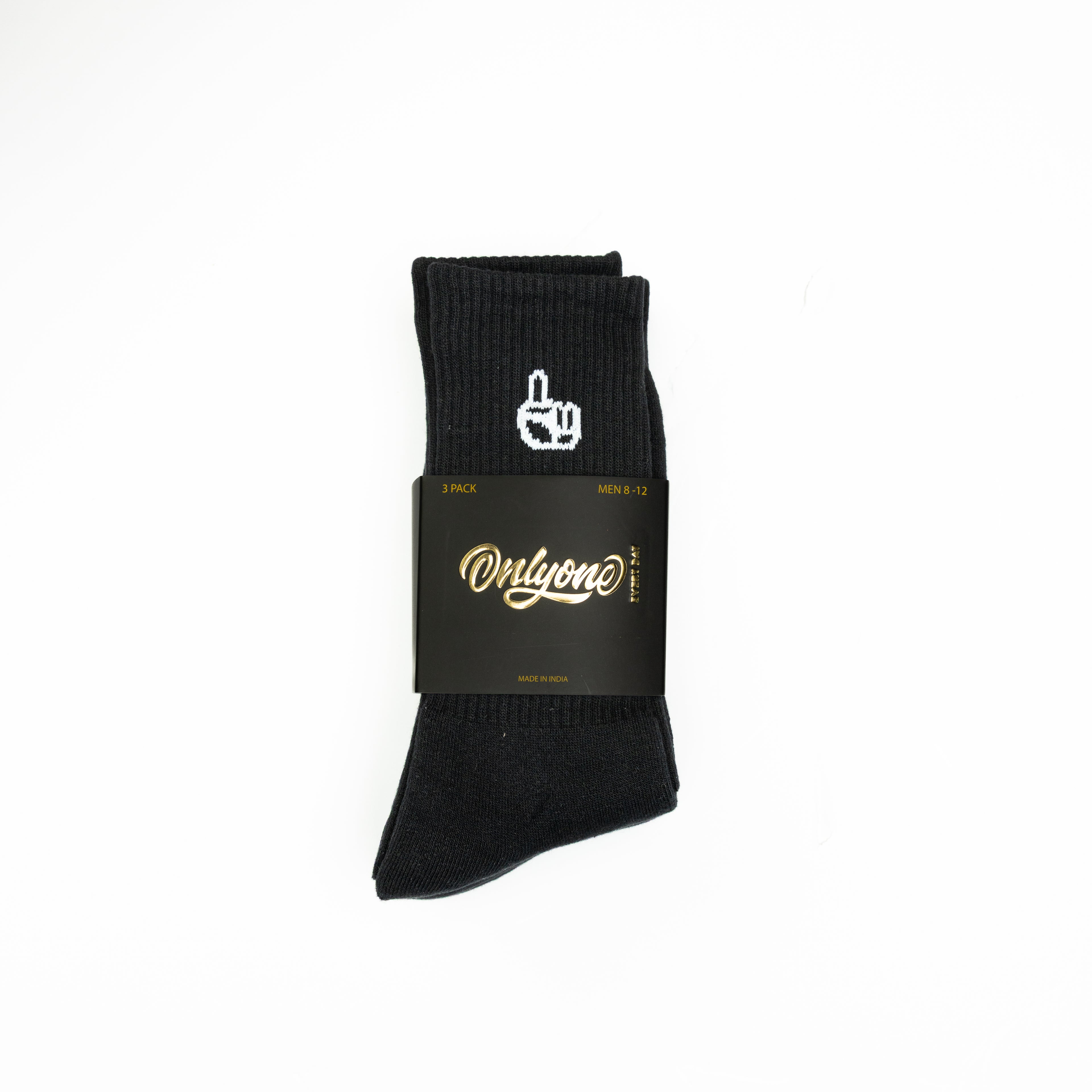 Everyday Comfort 3 Pack Crew Socks Black
