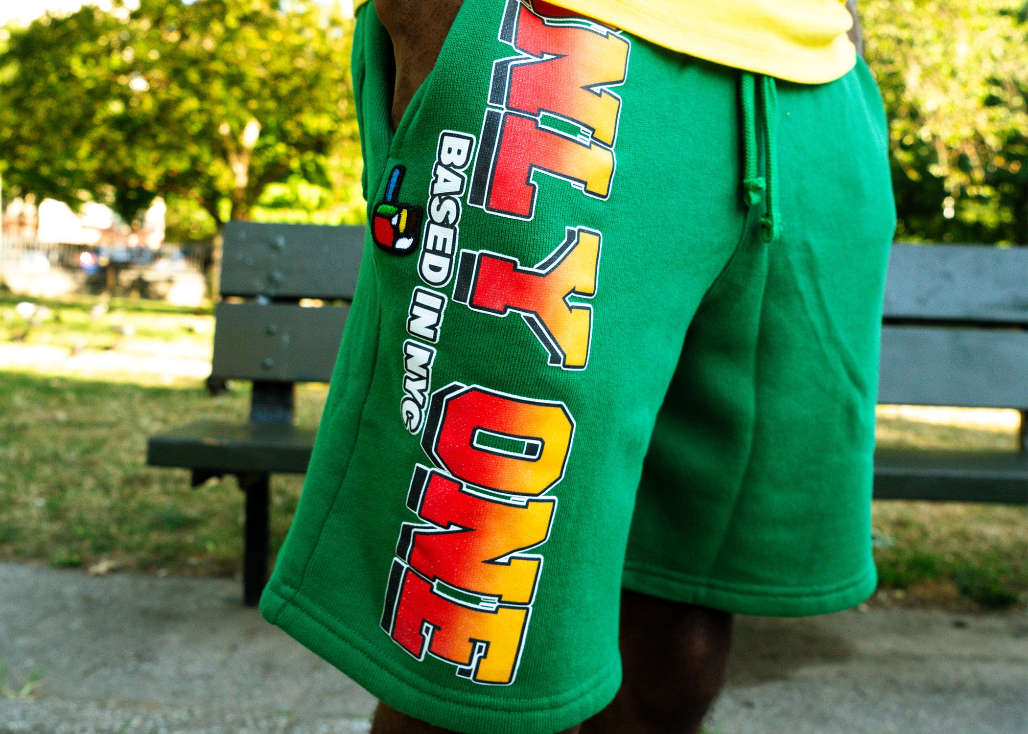 Collection of Distressed Printed Short in a gallery layout