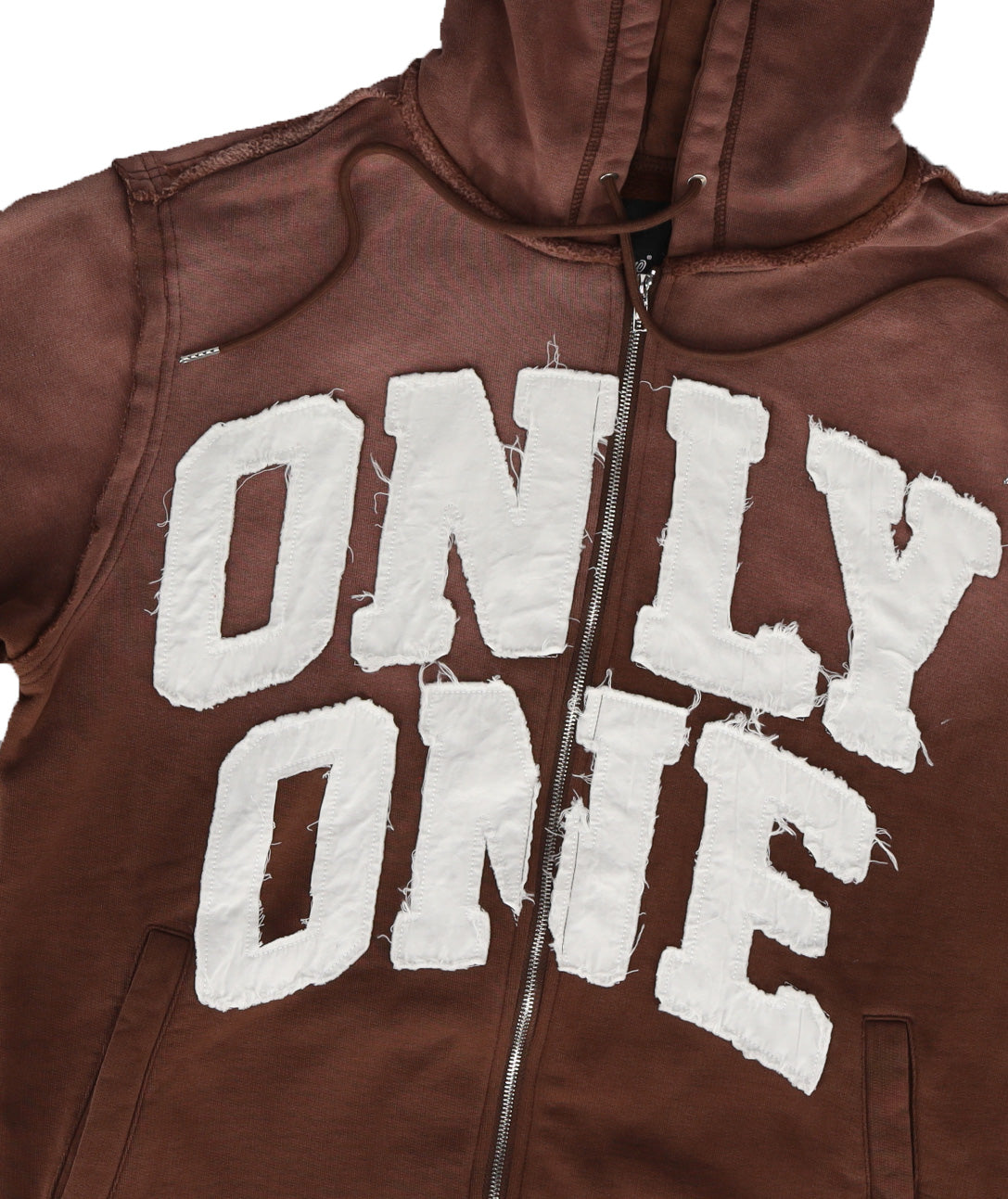 Collection of Only One Cut and Sewn Distressed Zip-Up Hoodie in a gallery layout