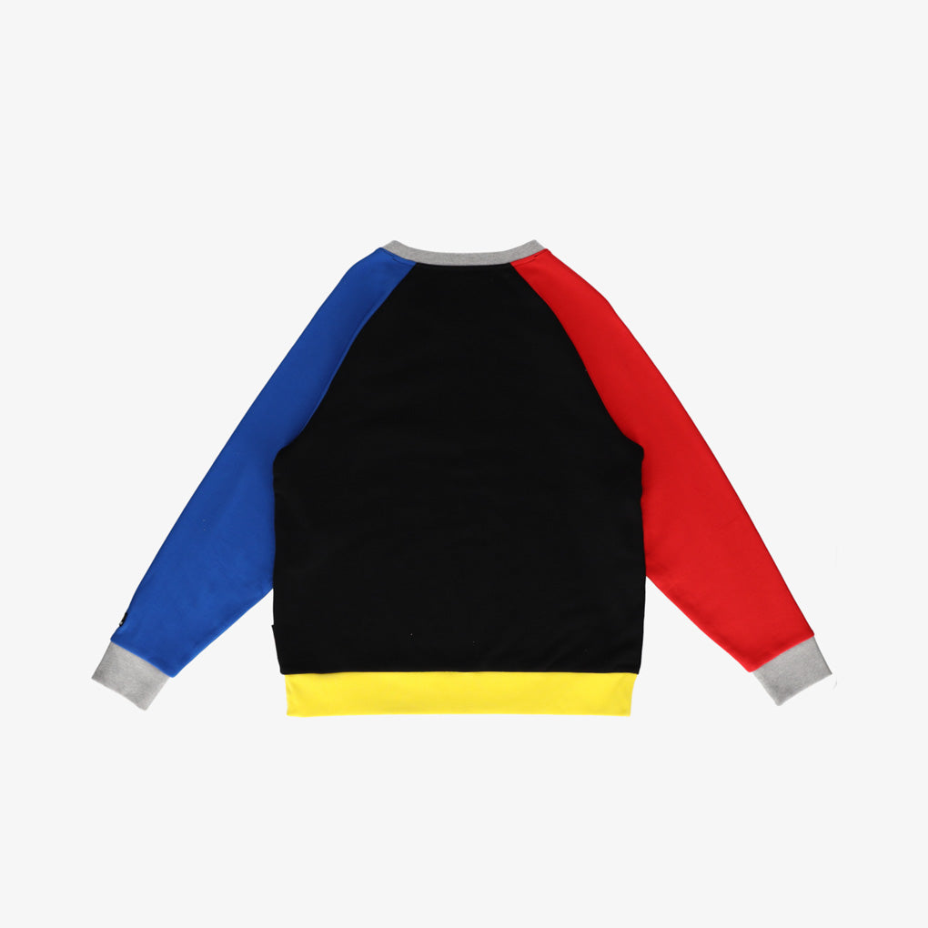 Collection of Only One Multi-Color Patchwork Crewneck Sweatshirt in a gallery layout