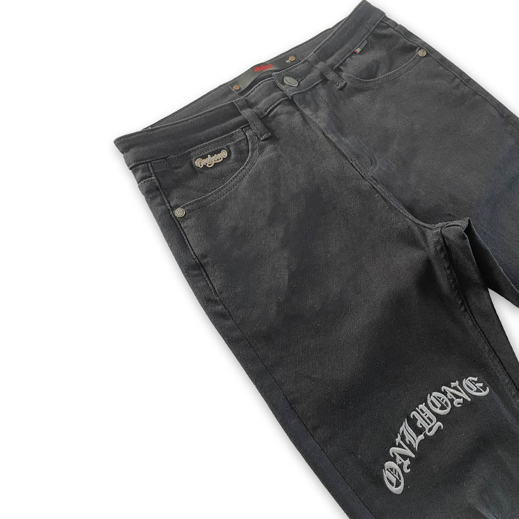 Brooklyn Embroidered Denim Black