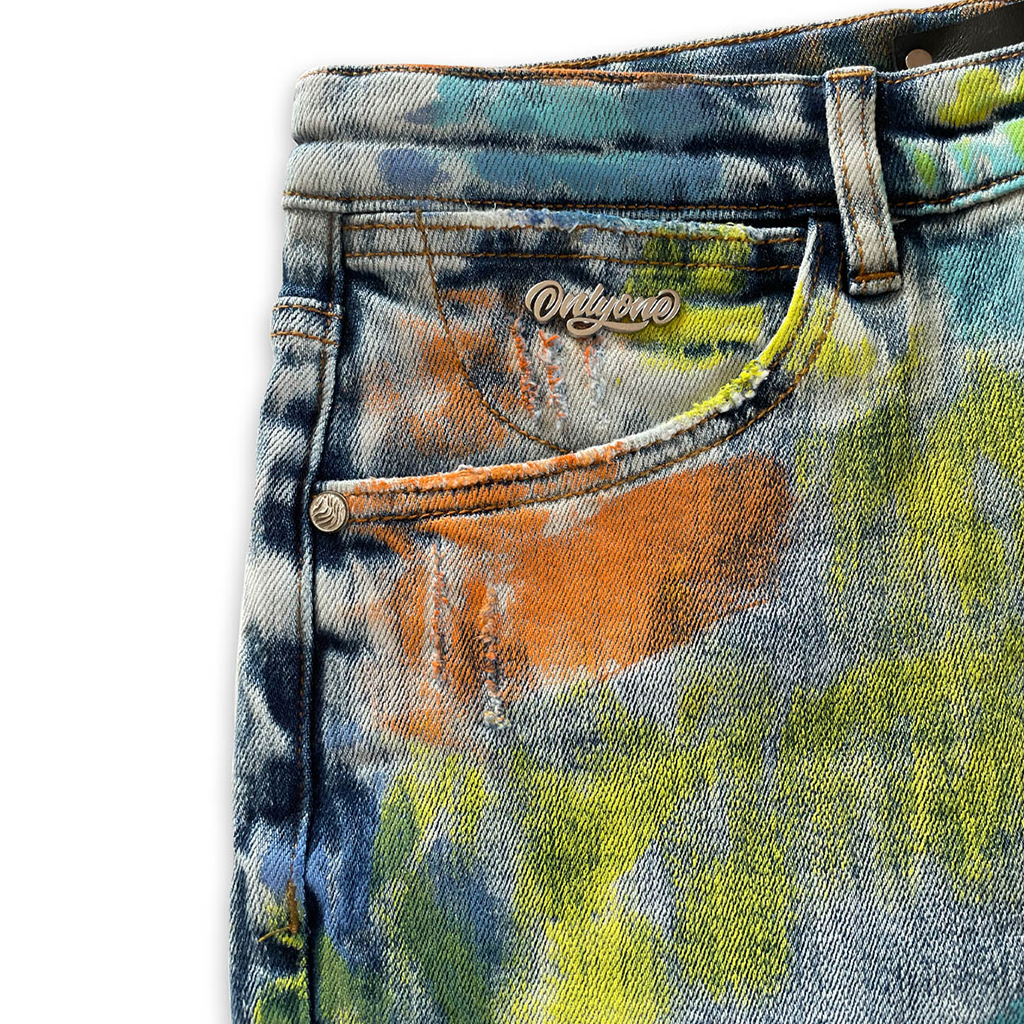 Collection of Long Island Zip Flair Splatter Jeans in a gallery layout