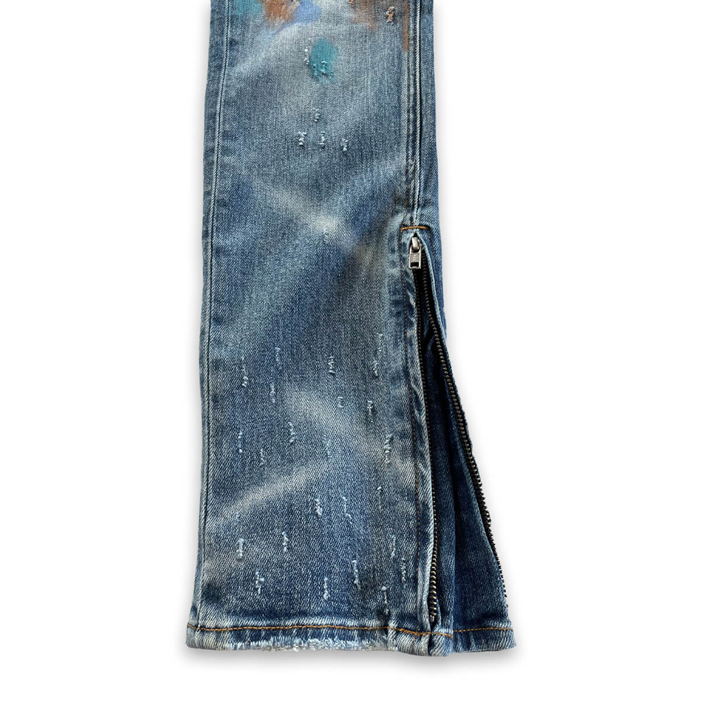 Collection of Long Island Zip Flair Splatter Jeans in a gallery layout