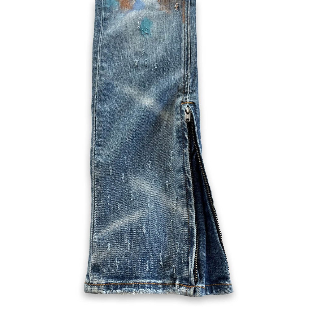 Long Island Zip Flair Splatter Denim