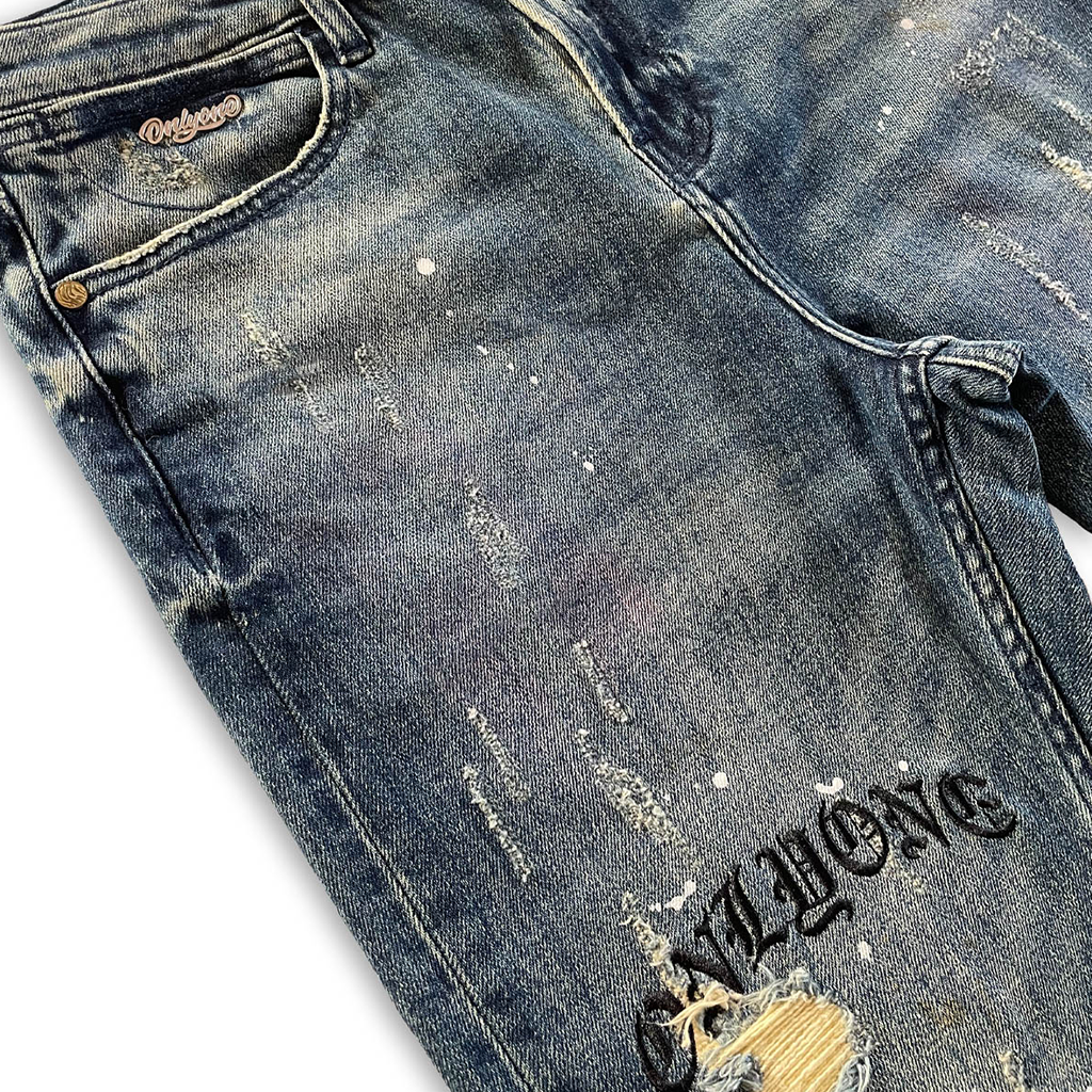 Brooklyn Distressed Splatter Denim